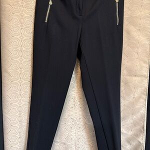 Anne Klein Black Slim Zip Pocket Dress Pants